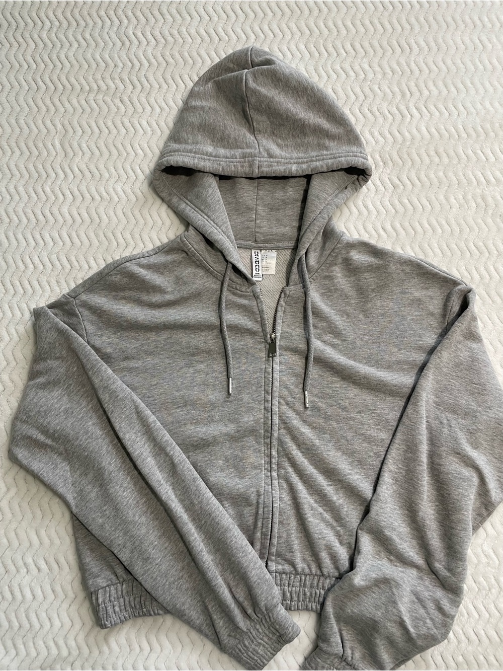 H&M Divided Gray Cropped Zip-Up Hoodie Jacket Women's Size M